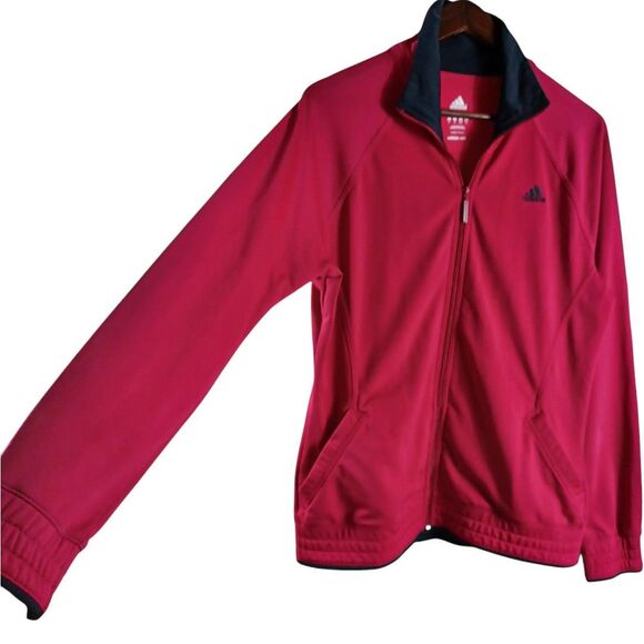 Adidas Women's Active Zip Track Jacket Size Large Pink Grey Pockets Embroidered - Picture 2 of 11